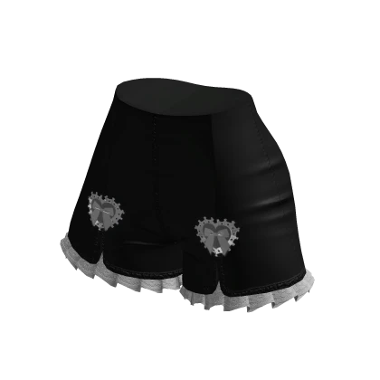 Denim wide leg shorts ruffled black white