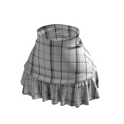 Plaid Flounce Miniskirt (Grey)