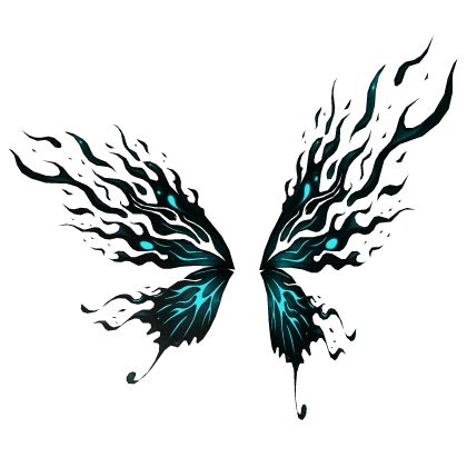 Black Cyan Shadowflame Butterfly Wings