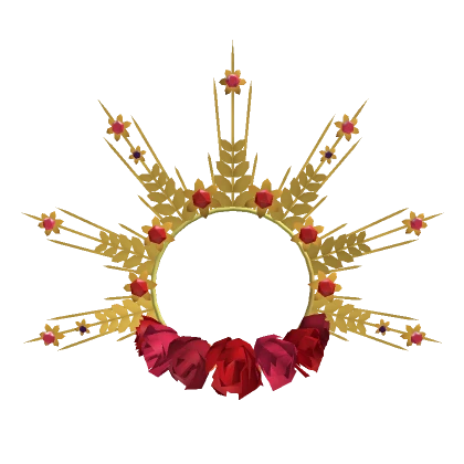 Royal Ruby Floral Crown with Golden Halo