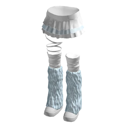 🍀Blue Ruffle Skirt w Snow Boots