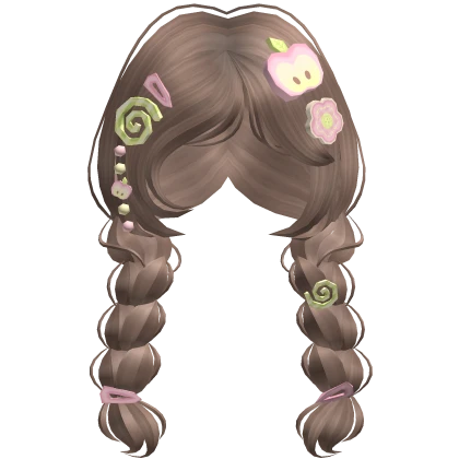 ♡ igari mori kei pink apple twin braids (brown)
