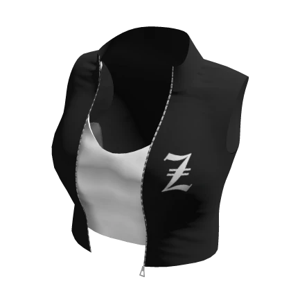 y2k Sleeveless Tank Jacket w/ Crop top Black