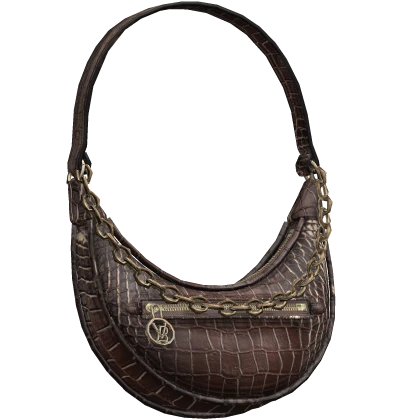 Luxury Designer Purse ( Brown Crocodile Print )