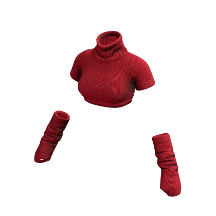 Red Knit Crop Top + Armwarmers