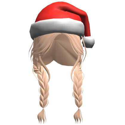 Christmas Blonde Braids w/ Santa Hat