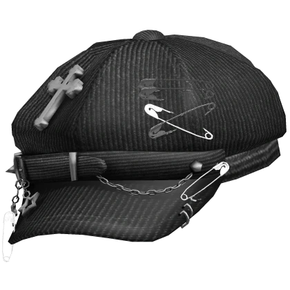 Sideswept Pierced Y2K Punk Cap (Black)