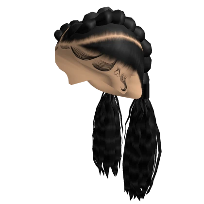 Twin Wavy Tail Braids [Black]