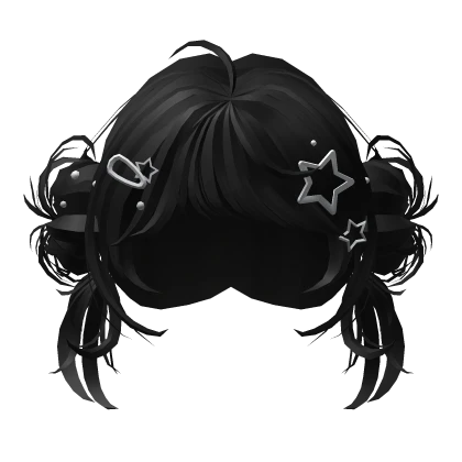 🍀Y2K Double Buns w Clips (Black)