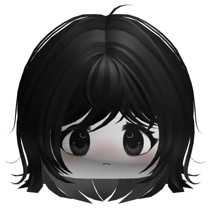 Kawaii Adorable Face w Overgrown Hair Black
