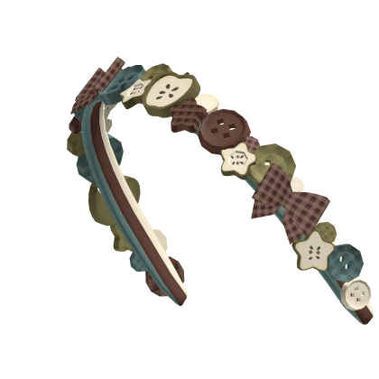 Harajuku Button Apple Headband - Brown and Blue