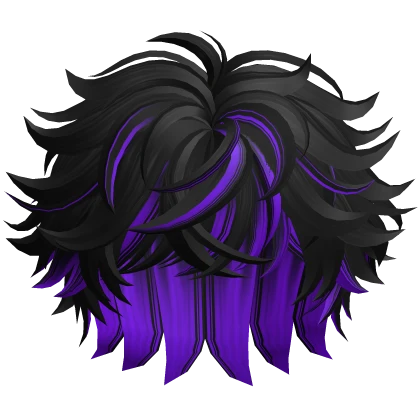 Messy Fluffy Anime Boy Hair (Black & Purple)