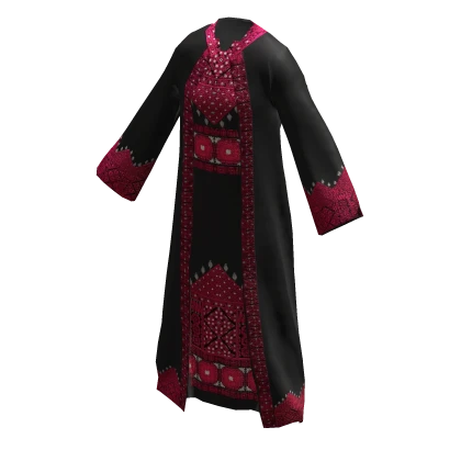 Palestinian Tatreez Thobe - Red/Black
