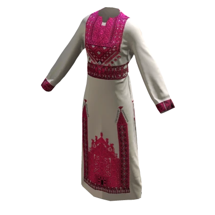 Palestinian Tatreez Thobe/Dress - White