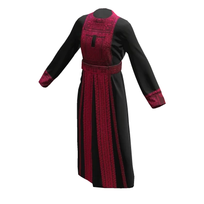 Palestinian Tatreez Thobe/Dress - Red/Black