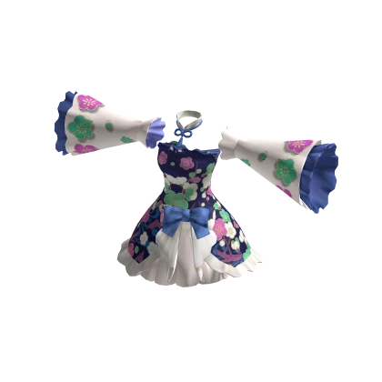 ✨Anime Blue Sakura Floral Bowtie Ruffle Skirt