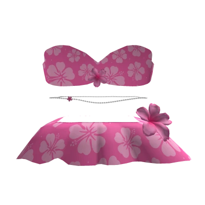 Summer Beach Set w/ Hibiscus Waist Chain (Pink)