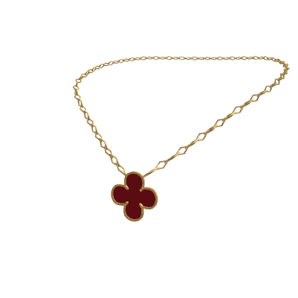 Gold Valentines Red Clover Necklace (3.0)