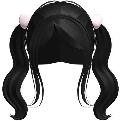 ♡ : sweet black wavy valentines pigtails