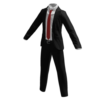 Black Corporate Suit w/ Red Tie