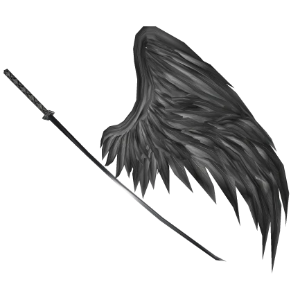Right Grey Undead Angel Wing & Katana