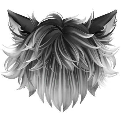 Generic Anime Hair w Cat Ears White Black Ombre v2