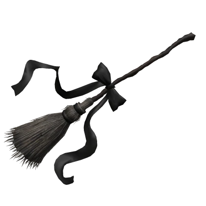 Grunge Goth Witch Broom w/ a Black Bow