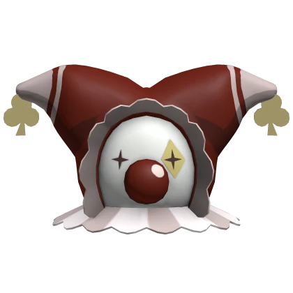 Red & White Clown Jester Head Halloween Scary