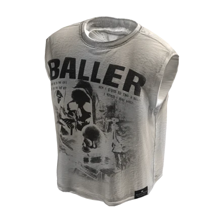 Baller Skull White Graphic TANK TOP