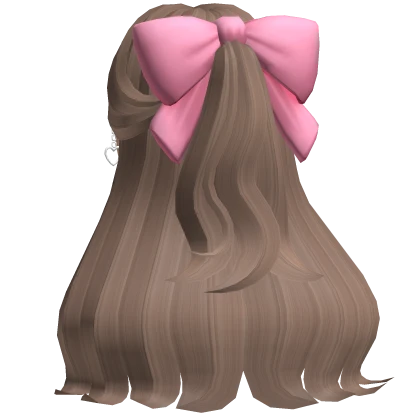 Preppy Wavy Hair w/ Bow & Earrings