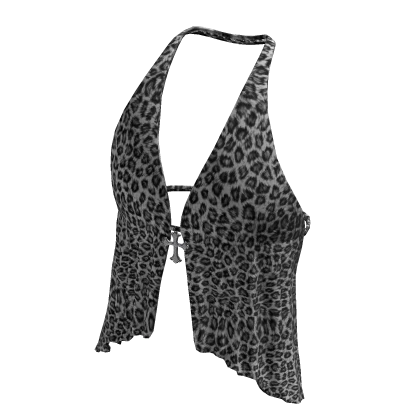 White Leopard Halter Top