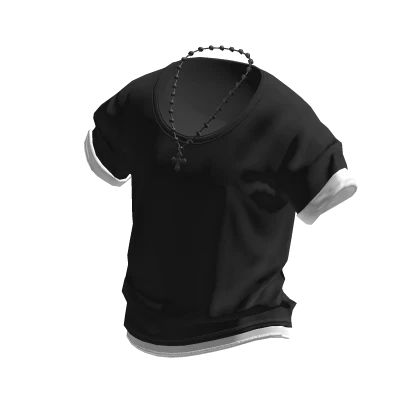 💗Y2K DOUBLE LAYERED T-SHIRT_BLACK