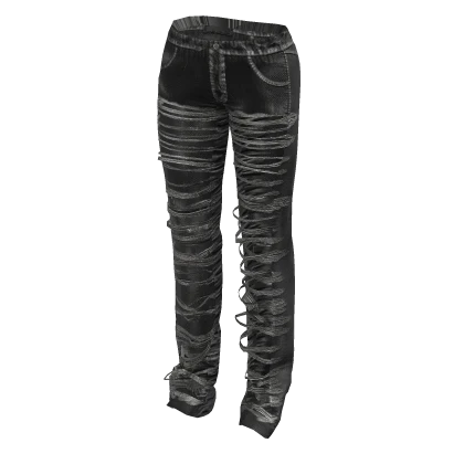 Super Distressed Ripped Black Jeans