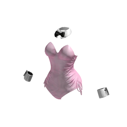 Y2K Bunny Corset Bodysuit in Baby Pink