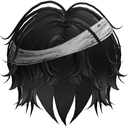 halloween bandaged emo messy mullet hair - black