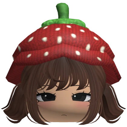 Cute Kawaii Anime Girl Pigtails w Strawberry Hat
