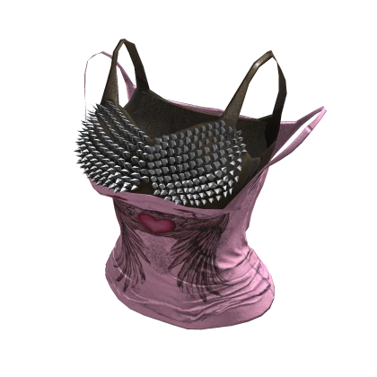 ʚ♡ɞ Emo Spike Studded Pink Graphic Tank top