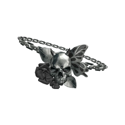 Skull Eyepatch Silver With Black Roses