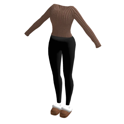 winter outfit w/ sweater and fluffy slippers