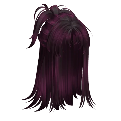 Y2K Messy Spikey Half Up Hair (Plum Stripes)