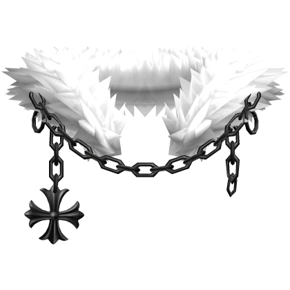 White Chained Chrome Pendant Neck Fur