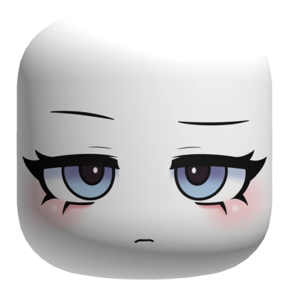 Cute Pretty Chibi Face With Blue Eyes - White