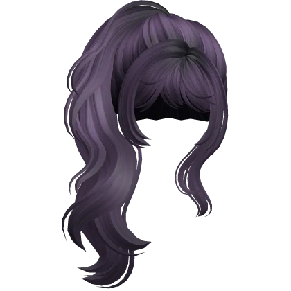 Wavy High Side Messy Ponytail (Dark Purple)