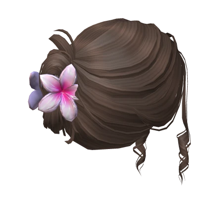 Brown Bun w/ Pink Flower Clip