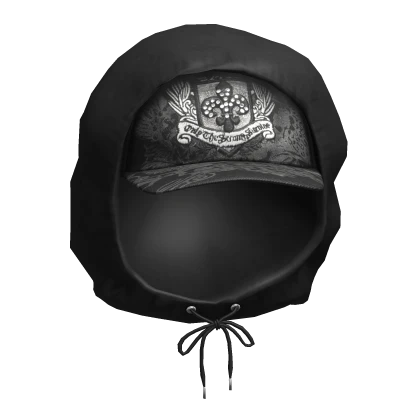 black tied hoodie w/ y2k ed hardy affliction cap