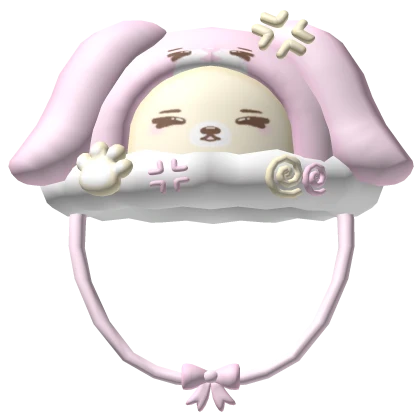 cutesy sleepy blue bunnie bear hat