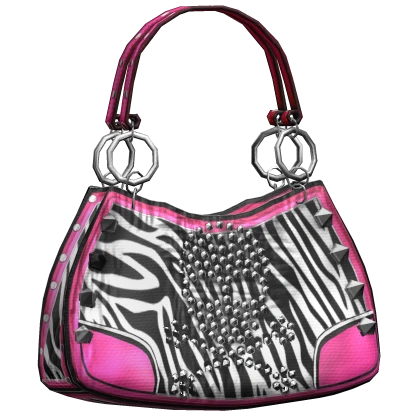 Pink Zebra Y2k Print Skull Bag 2000s Rhinestone