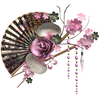 Pink Green Leopard Floral Traditional Japanese Fan