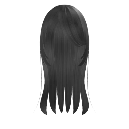 wispy long emo side part hair in gray