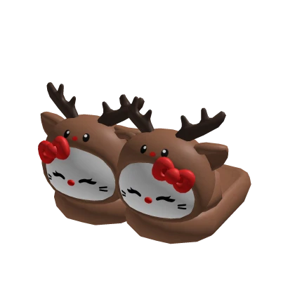 christmas reindeer kitty slippers